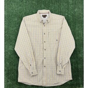 Ariat Vented Mens XL Shirt L/S Button Up Polyester Cotton Yellow Gray Plaid